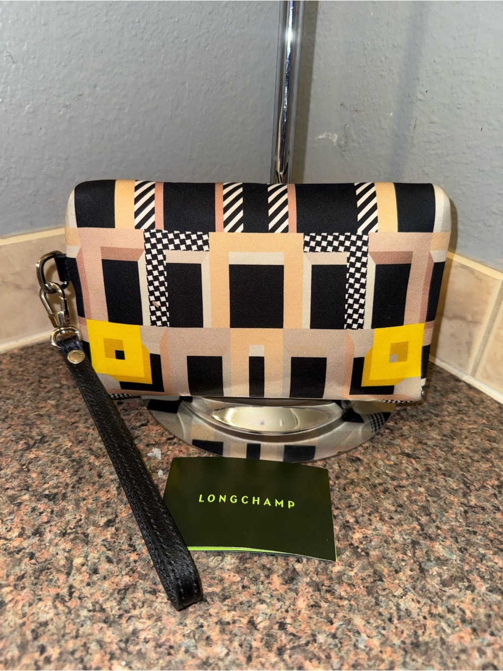 Longchamp Le Pliage Artwalk Geometric Wristlet Pouch - Picture 2 of 8
